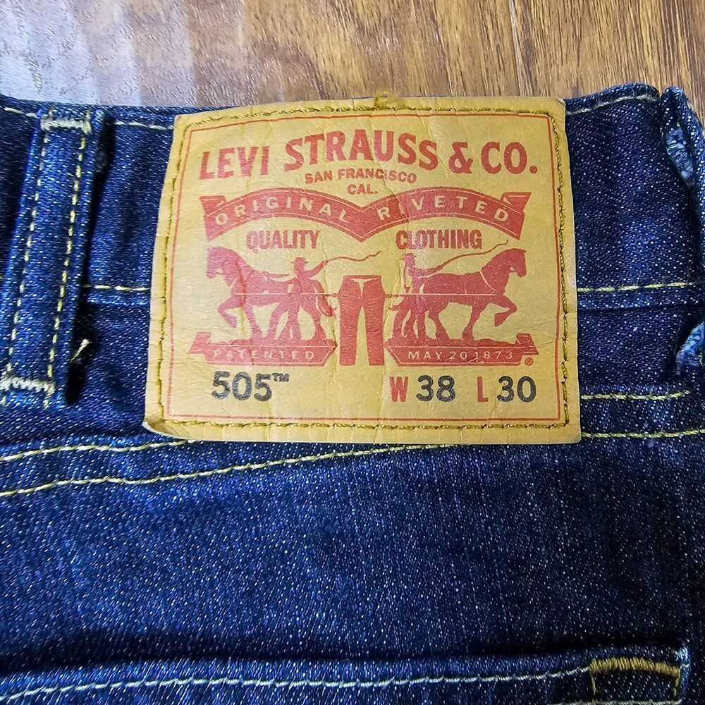 Levi Strauss & Co 505 Dark Wash Mid Rise Straight Men's Jeans Size 38 X 30 - Picture 3 of 7